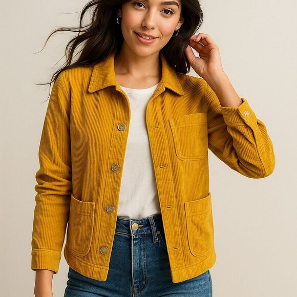 Côtelé Paris Mustard Yellow Corduroy Chore Jacket XS (Runs Oversized) - Picture 1 of 10